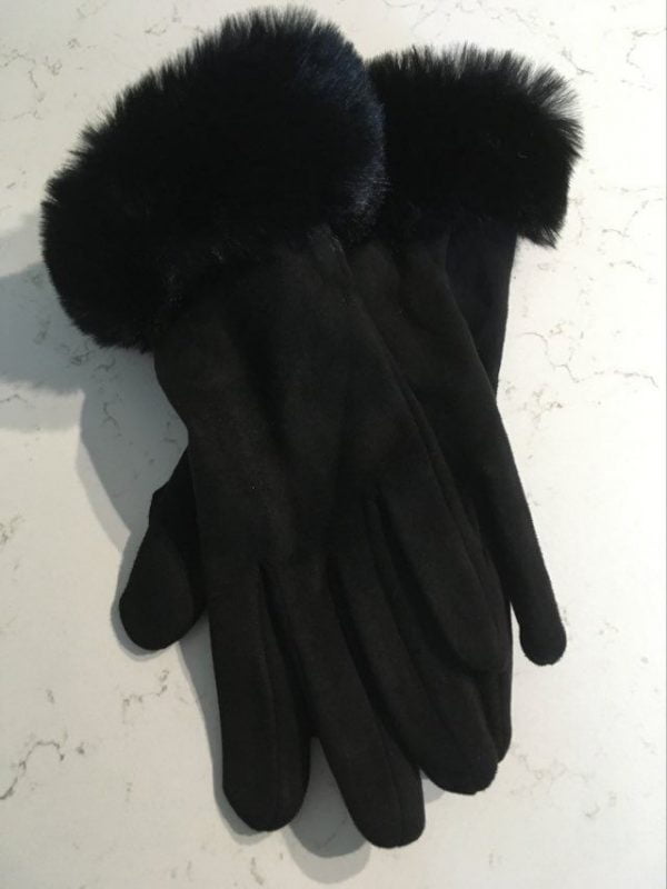 zwarte handschoenen, pels
